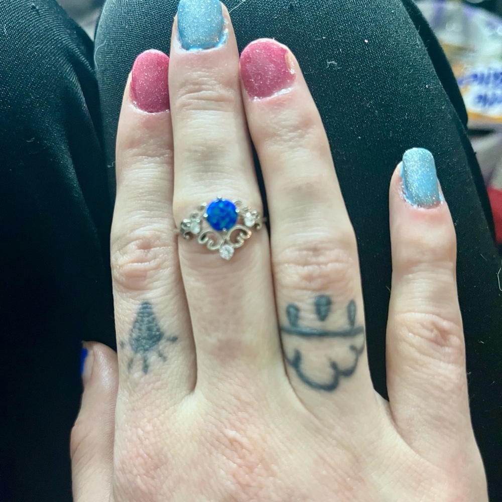 Elegant Blue Opal Ring